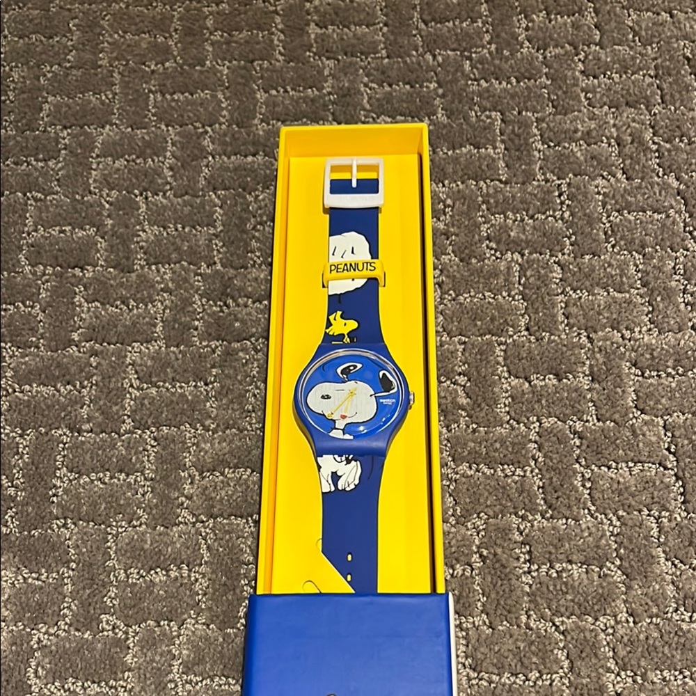 Swatch x Peanuts Blue and Yellow Watch